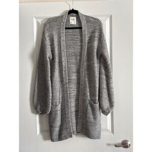 Abercrombie & Fitch Grey Chunky Knit Open Front Long Cardigan Sweater Small